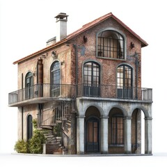 Industrial Loft Mansion: Photorealistic 3D Render on White Background 1