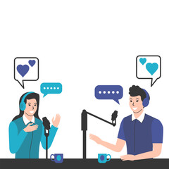 People Doing Podcast. International Podcast Day Illustration
