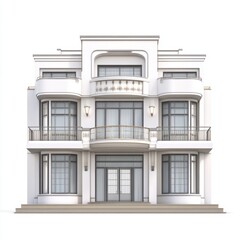 Fototapeta premium Art Deco Quadruplex House: Photorealistic 3D Render on White Background 2