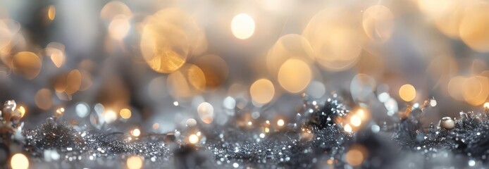 close-up view of a glittering, textured surface with a multitude of small, round lights that appear to be glowing and shimmering, creating a bokeh effect.