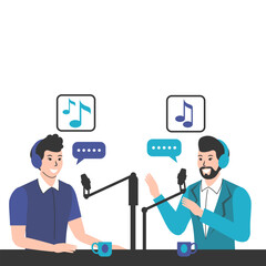 People Doing Podcast. International Podcast Day Illustration