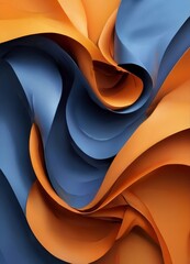 a digital illustration featuring abstract shapes and colors, with a focus on the interplay of orange and blue hues.