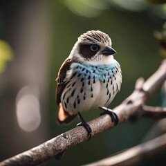 Majestic Bird Perched on Mossy Branch with Background Blur in Golden Light