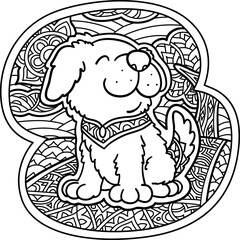 a puppy with a mandala pattern