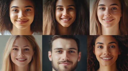 Smiling faces of diverse people