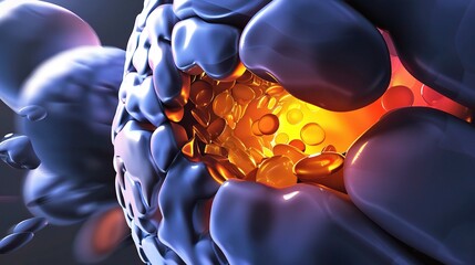 A clear visualization of a gallstone within the body. The gallstone is shown with its distinct texture and shape. It might be located within the gallbladder or in the bile ducts. The surrounding organ