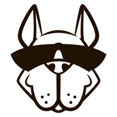Face of Pitbull dog cartoon characters wearing sunglasses. Best for outline, logo, coloring book, and mascot for e-sports team