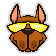 Face of Pitbull dog cartoon characters wearing sunglasses. Best for sticker, logo, decoration, and mascot for e-sports team