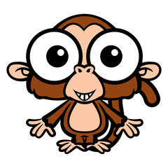 Adorable baby Monkey cartoon characters happy and smile. Best for stickers, logos, and mascots with wildlife themes for kids