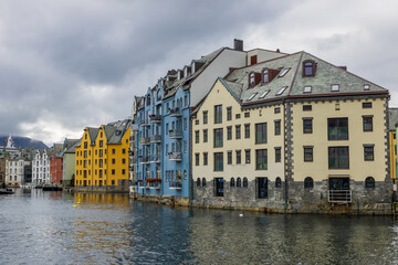 Downtown Alesund and art nouveau buildings, Norway