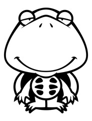 Adorable Baby turtle cartoon characters standing. Best for outline, decoration, logo, and coloring book with underwater life themes for kids