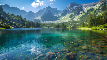 An icy mountain lake