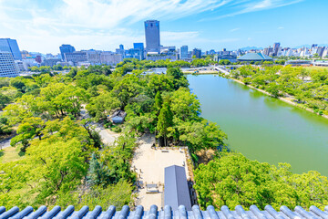 夏の広島城から見た景色　広島県広島市　Hiroshima castle in summer. Hiroshima...