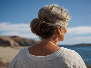 Fototapeta premium Grandmother's Journey: A View from Behind