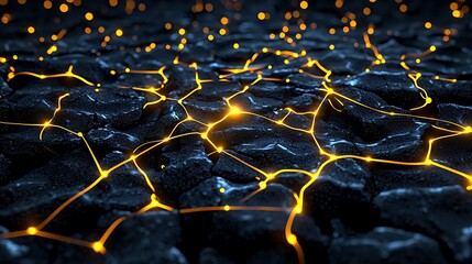 Fototapeta premium Glowing lines and nodes form an abstract digital network, alive with technology�s pulse.