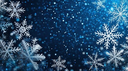 Winter Wonderland: Snowflakes on Blue Background, Vector Illustration with Space for Text, Perfect for Christmas and New Year's Celebrations, Snow Border Design.