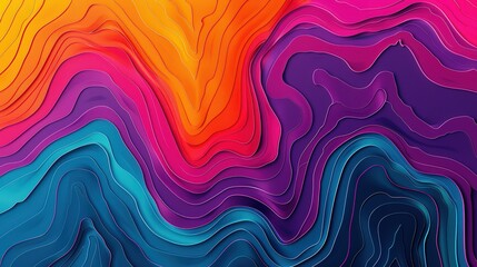 Fototapeta premium Vibrant Gradient Topography, dynamic colorful lines weave through a rich landscape, showcasing intricate contours and depth, creating an engaging visual experience.