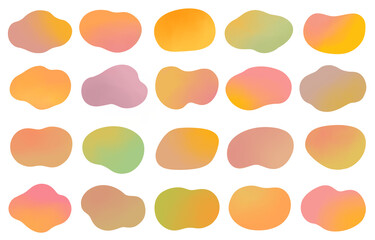 抽象的　水彩　素材　セット　秋色　フレーム　見出し　あしらい　吹き出し　タイトル　飾り　枠　囲み　パーツ　シール　丸　歪み　ふにゃふにゃ　流体　シェイプ　曲線　シンプル　ナチュラル　おしゃれ　ポップ　暖かい