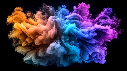 Obraz premium Swirls of vibrant smoke dance on a dark background, their colorful tendrils curling like wisps of energy.