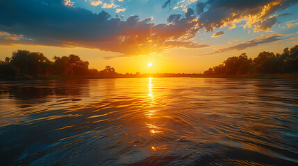 Overlooking the river at sunset