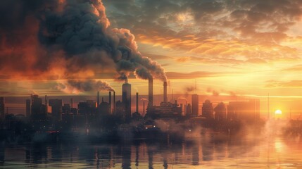 Visual representation of global co2 emissions  addressing industrial impact on climate change