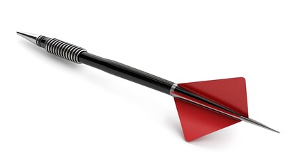 Red Dart with Black Shaft and Silver Tip on a White Background