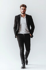 man walking on white background to cut out for visualization, generative AI