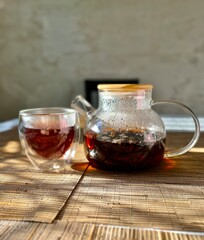 Cup and kettle of tea 