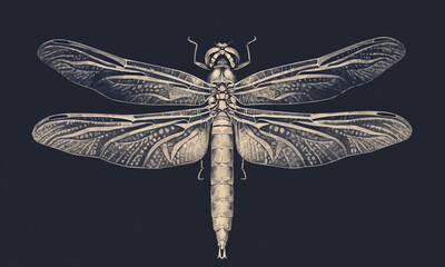A linear vector of a dragonfly.