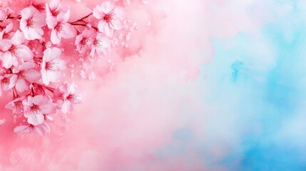 Fototapeta premium Soft pastel acrylic and oil background with cherry blossoms, calming spring theme, perfect for Easter