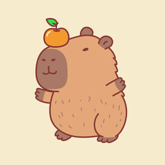 Cute capybara character design illustration doing his hobby, perfect for merchandise and printing needs