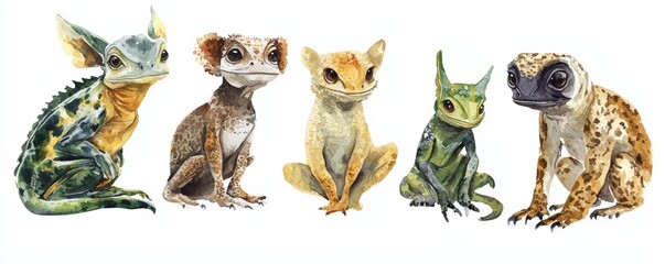 A colorful collection of adorable creature illustrations featuring various whimsical designs and textures.