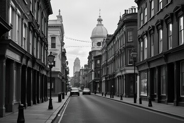 Fototapeta premium Captivating Black and White Street Scenes Timeless Victorian Inspired Visuals