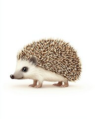 Fototapeta premium A cute and detailed illustration of a hedgehog with a fluffy, spiky coat, ideal for nature and animal-themed projects.