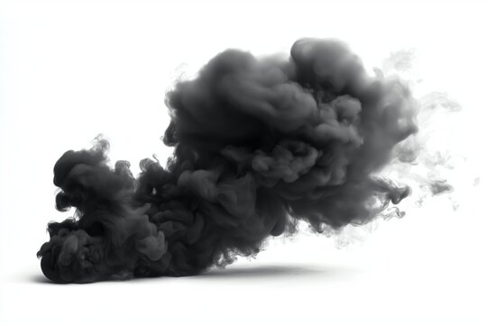 Fototapeta Dark cloud of smoke enveloping white background