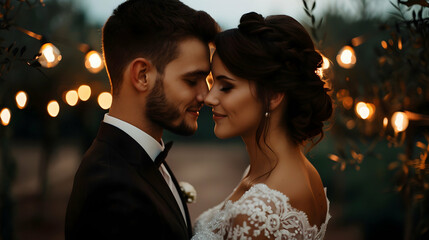 Night Wedding Ceremony With Candles Lanterns And