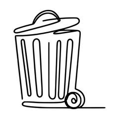 one line drawing trash bin garbage clean vector illustration template design