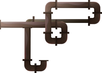 スチームパンクの古びたファンタジー世界のパイプ素材