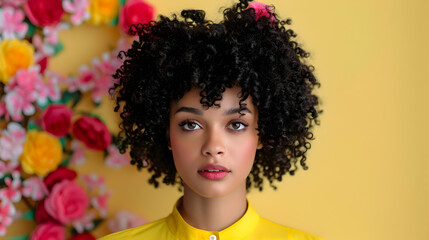 Young Woman With Light Black Skin Curly Hair