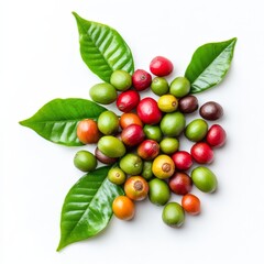 coffee beans white background.