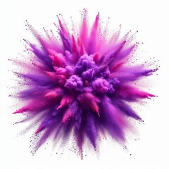 Obraz premium bright purple paint color powder festival explosion burst isolated white background. 