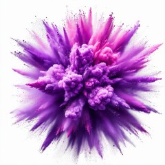 Fototapeta premium bright purple paint color powder festival explosion burst isolated white background. 