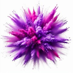 Obraz premium bright purple paint color powder festival explosion burst isolated white background. 