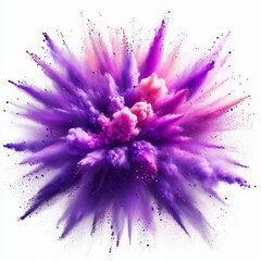 Obraz premium bright purple paint color powder festival explosion burst isolated white background. 