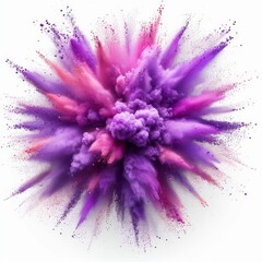 Obraz premium bright purple paint color powder festival explosion burst isolated white background. 