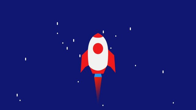 Animation of a rocket launching into space.