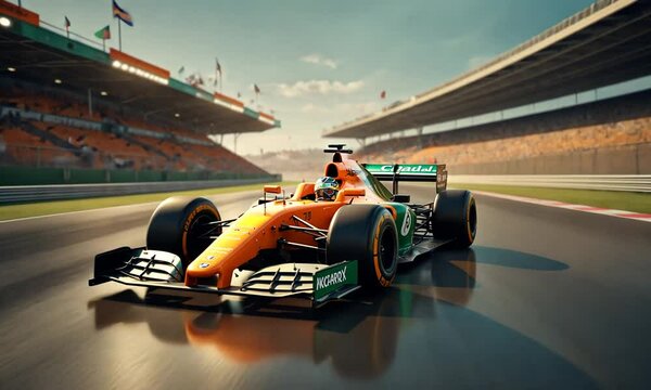 Race Car Driver Relaxes While Driving Slowly