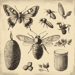 set of insects silhouettes