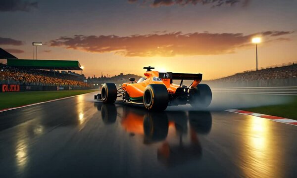 Race Car Driver Relaxes While Driving Slowly