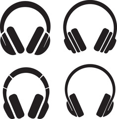 Headphones silhouette, Headphones icon, Headphones vector, 